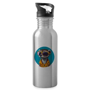 Cool Look Meerkat | Sonnenbrillen Erdmännchen - Trinkflasche mit integriertem Trinkhalm - Lightsilver - Rechts
