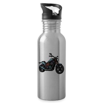 Motorcycle Biker - Water bottle with straw - silver - Right