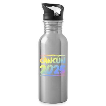Cancun 2025 Bunt - Trinkflasche mit integriertem Trinkhalm - Lightsilver - Rechts