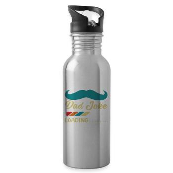 Papa Witz loading Sei Papas Shirt Geschenkidee - Trinkflasche mit integriertem Trinkhalm - Lightsilver - Rechts