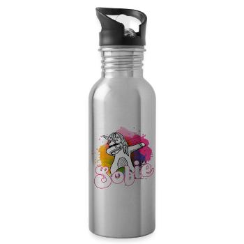 SOFIE - Beautiful name with dabbing unicorn - Water bottle with straw - silver - Right