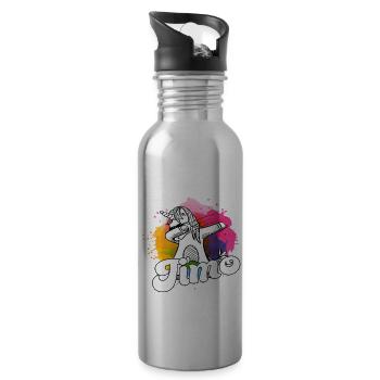 TIMO - Beau nom de garçon avec une licorne cool - Gourde avec paille intégrée - argent clair - Droite