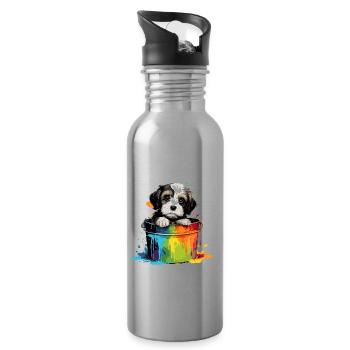 Dalmatiner Niedlicher Hund Farbeimer - Trinkflasche mit integriertem Trinkhalm - Lightsilver - Rechts