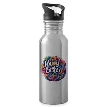 Frohe Ostern Bunte Eierjagd Osterkorb für Kinder - Trinkflasche mit integriertem Trinkhalm - Lightsilver - Rechts