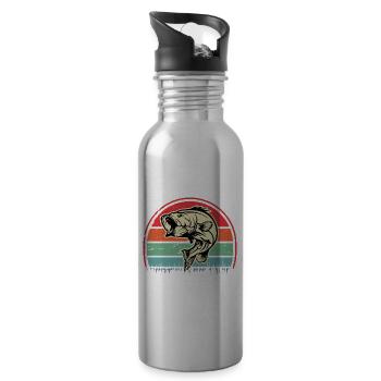 Barsch-Fisch - Trinkflasche mit integriertem Trinkhalm - Lightsilver - Rechts