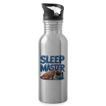 Schlafmeister Schnarchen Mops Niedlicher Hund - Trinkflasche mit integriertem Trinkhalm - Lightsilver - Rechts