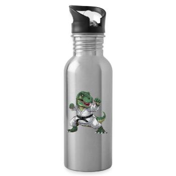Dinosaurier Karate Kampfsport für Dinosaurier - Trinkflasche mit integriertem Trinkhalm - Lightsilver - Rechts