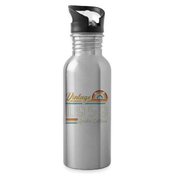 67 Years Birthday | Vintage 1958 Gift 1958 - Water bottle with straw - silver - Right