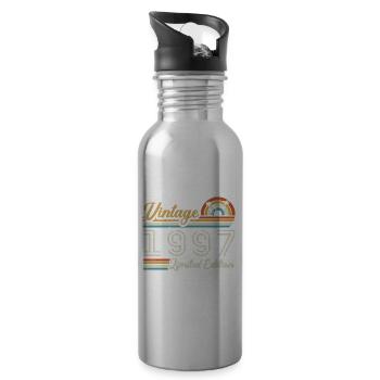 Anniversaire 28 Ans | Millésime 1997 Cadeau 1997 - Gourde avec paille intégrée - argent clair - Droite