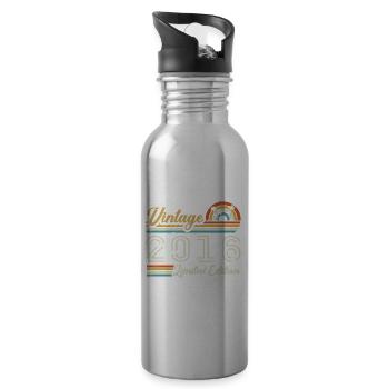 Anniversaire 9 Ans | Millésime 2016 Cadeau 2016 - Gourde avec paille intégrée - argent clair - Droite