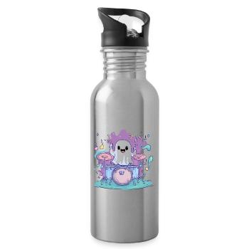 Geist Schlagzeug Kostüm Halloween - Trinkflasche mit integriertem Trinkhalm - Lightsilver - Rechts