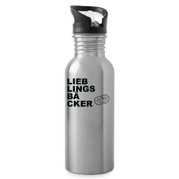 Lieblingsbäcker Brötchen - Trinkflasche mit integriertem Trinkhalm - Lightsilver - Rechts