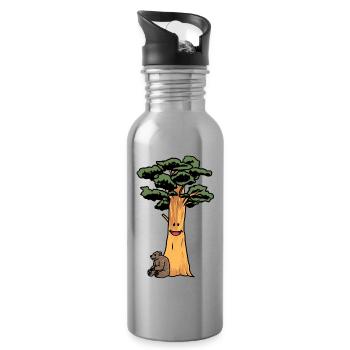 Prehistoric Nature Conservation Sustainability Brown Bear Bear - Water bottle with straw - silver - Right