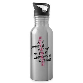 Boule, Südballspiel, Humor! - Trinkflasche mit integriertem Trinkhalm - Lightsilver - Rechts