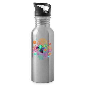 Mandala Psychedelic - Gourde avec paille intégrée - argent clair - Droite