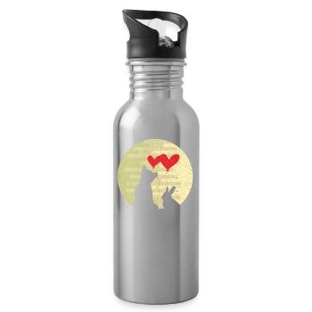 Niedliches Häschen-Bärn-Liebe Ring Ehe Beziehung - Trinkflasche mit integriertem Trinkhalm - Lightsilver - Rechts