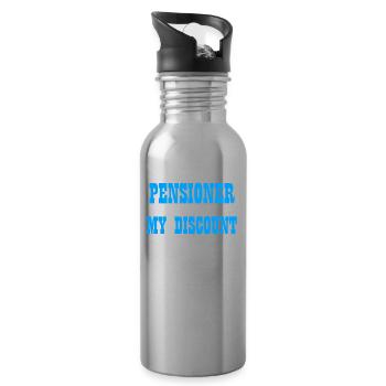 Rentner Rente Lustig Dont Forget My Discount - Trinkflasche mit integriertem Trinkhalm - Lightsilver - Rechts