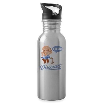 Rentner Rente Witzig Dont Forget My Discount - Trinkflasche mit integriertem Trinkhalm - Lightsilver - Rechts