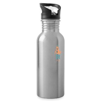 Rentner Rente Lustig - Trinkflasche mit integriertem Trinkhalm - Lightsilver - Rechts