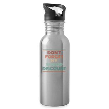 Pensioner Pension Dont Forget My Senior Discount - Water bottle with straw - silver - Right