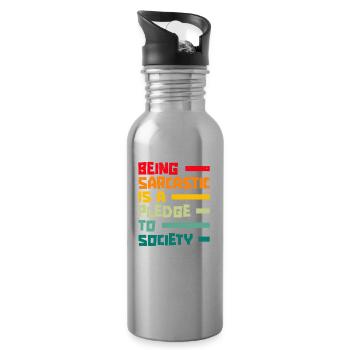 Schwarzer Humor Sarkastisch - Trinkflasche mit integriertem Trinkhalm - Lightsilver - Rechts