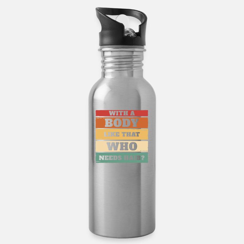 Schwarzer Humor - Trinkflasche mit integriertem Trinkhalm - Lightsilver