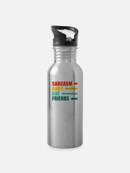 Schwarzer Humor - Trinkflasche mit integriertem Trinkhalm - Lightsilver