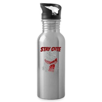 Echarpe de chat Restez mignon - Gourde avec paille intégrée - argent clair - Droite
