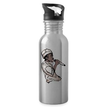 Rapper hält ein Mikrofon mit Schlaganfall (Schwarz) - Trinkflasche mit integriertem Trinkhalm - Lightsilver - Rechts