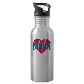 Baseball Mom Baseball Mom - Water bottle with straw - silver - Right