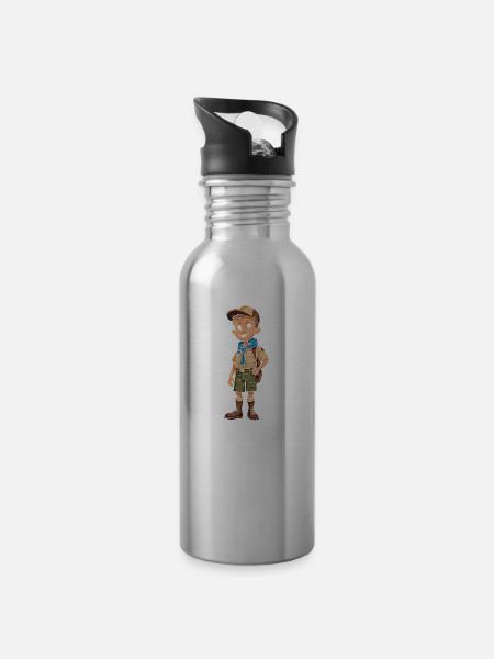 Pfadfinder Kerl - Trinkflasche mit integriertem Trinkhalm - Lightsilver