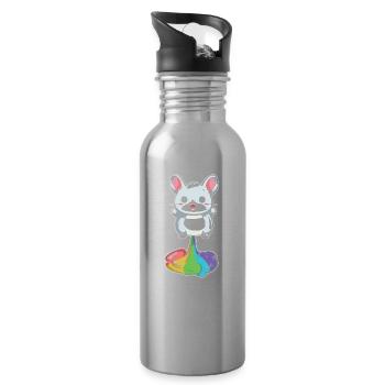 Chinchilla Witzig Regenbogenfurz - Trinkflasche mit integriertem Trinkhalm - Lightsilver - Rechts