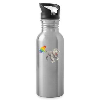 Irish Wolfhound Rainbow Rainbow Fart - Water bottle with straw - silver - Right
