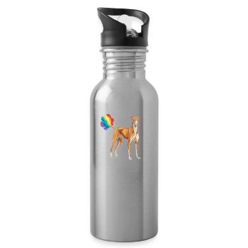 Greyhound Greyhound Funny Rainbow Fart - Water bottle with straw - silver - Right