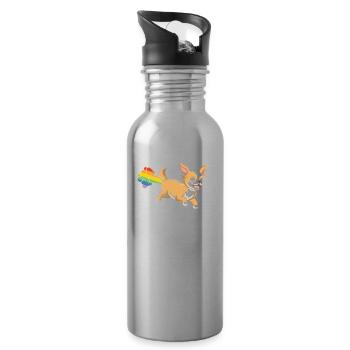 Chihuahua Arc-en-ciel Arc-en-ciel Pet - Gourde avec paille intégrée - argent clair - Droite