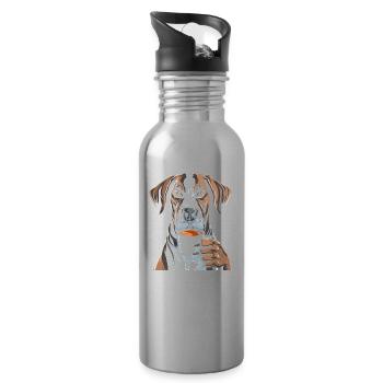 Café Dogue Allemand - Gourde avec paille intégrée - argent clair - Droite