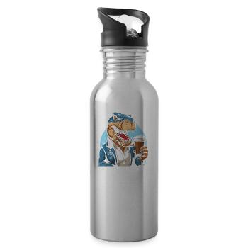 Amateur de bière T Rex - Gourde avec paille intégrée - argent clair - Droite