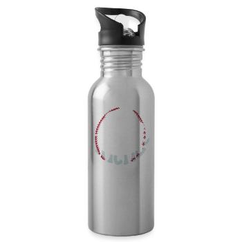 Baseball Funny - Water bottle with straw - silver - Right