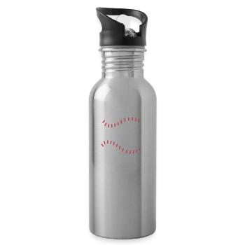 Baseball Witzig - Trinkflasche mit integriertem Trinkhalm - Lightsilver - Rechts