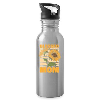 Sonnenblumen Mama Sunflower Mom - Trinkflasche mit integriertem Trinkhalm - Lightsilver - Rechts