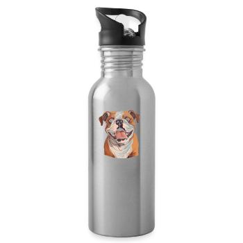 Bulldogge - Trinkflasche mit integriertem Trinkhalm - Lightsilver - Rechts