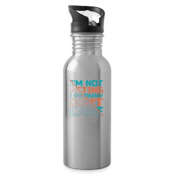 Schwarzer Humor I Dont Care - Trinkflasche mit integriertem Trinkhalm - Lightsilver - Rechts
