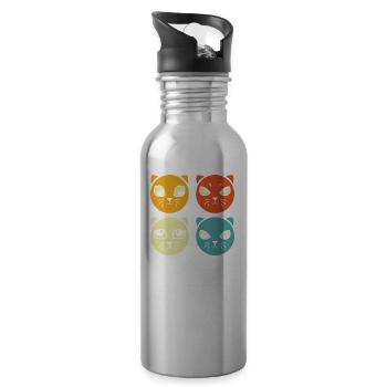 Katze - Trinkflasche mit integriertem Trinkhalm - Lightsilver - Rechts