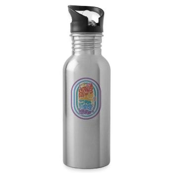 Katze - Trinkflasche mit integriertem Trinkhalm - Lightsilver - Rechts