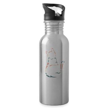 Katze - Trinkflasche mit integriertem Trinkhalm - Lightsilver - Rechts