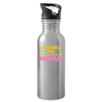 Mama Mutter Funniest Mom - Water bottle with straw - silver - Right