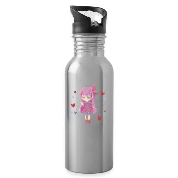 Anime Manga Anime Fille - Gourde avec paille intégrée - argent clair - Droite