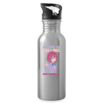 Anime Manga Anime Fille - Gourde avec paille intégrée - argent clair - Droite