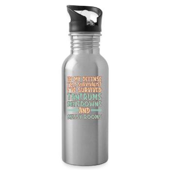 Vater Papa Witzig Lustiger Papa In My Defense - Trinkflasche mit integriertem Trinkhalm - Lightsilver - Rechts