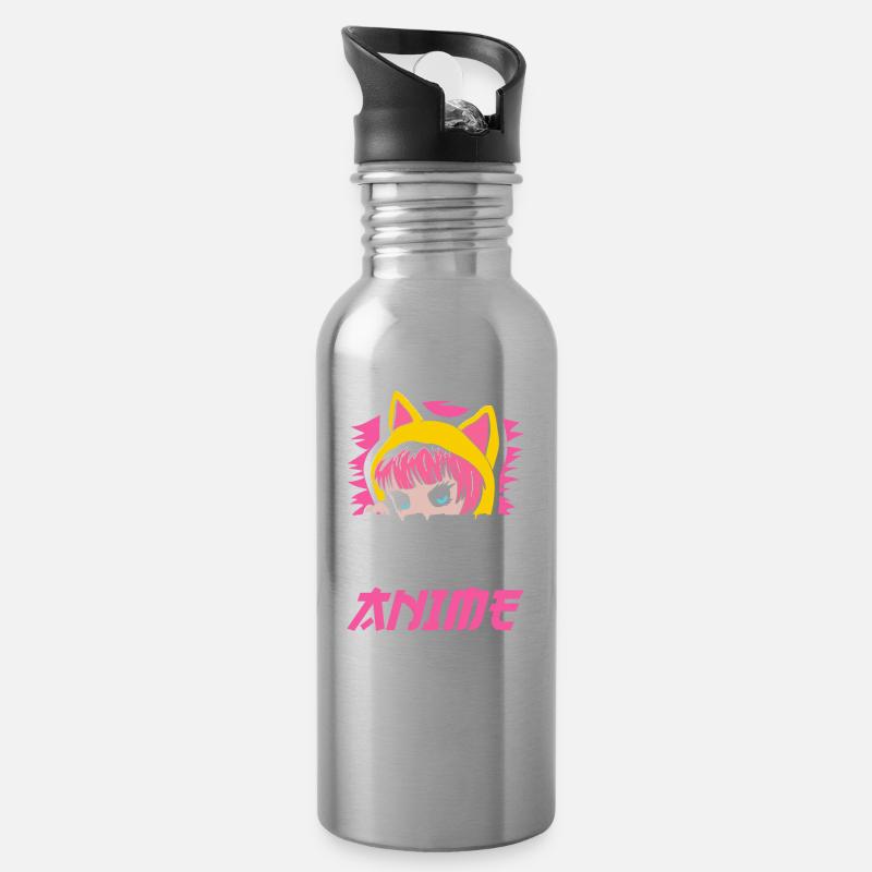 Anime Manga - Water bottle with straw - silver